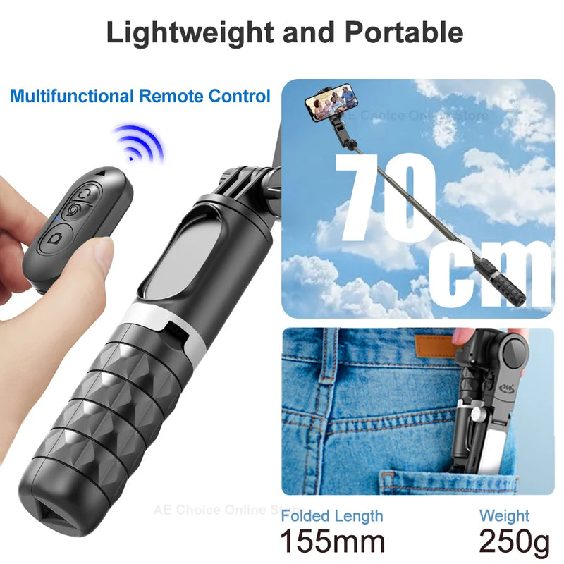 Gimbal Estabilizador Q18 Handheld Telefone Móvel Selfie Vara, Holder Fill Light, Bluetooth para Huawei, Xiaomi, iPhone, Siga o Modo de Tiro