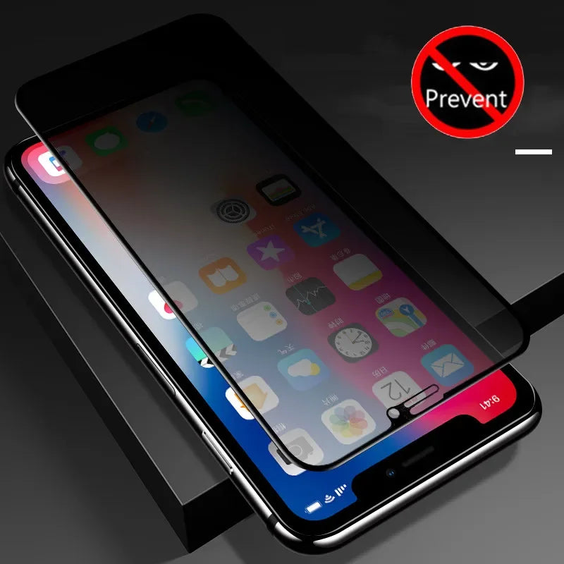 Black Privacy Screen For iPhone 11 12 13 14 15 Pro XR XS Max Protective Glass For iPhone 12 Pro Max Mini 7 8 6 6S Anti-Spy Glass