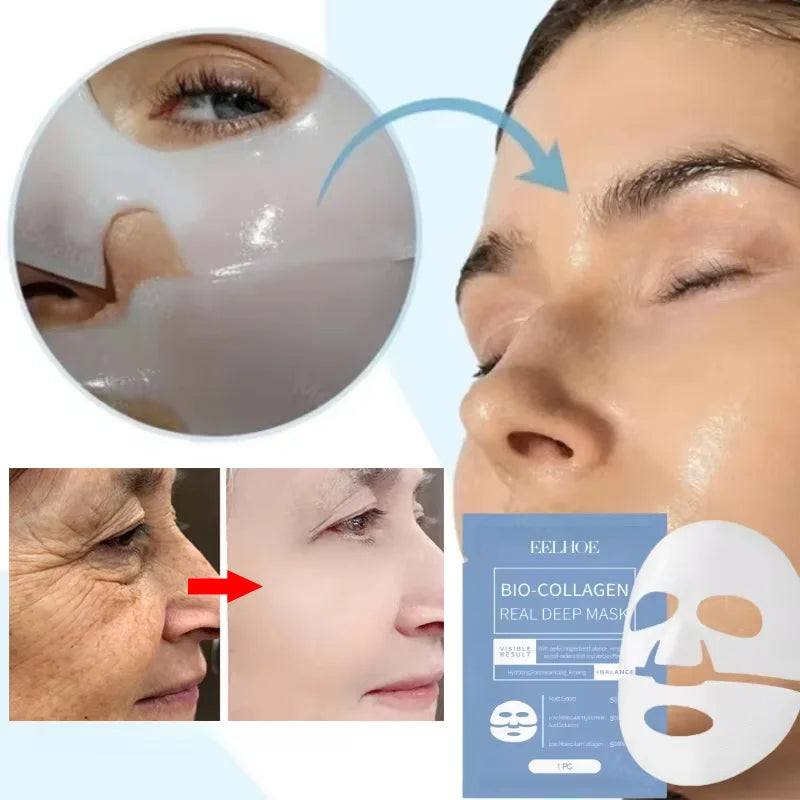 Máscara facial removedora instantânea de rugas, colágeno, antienvelhecimento, firmeza, lifting, desbotamento de linhas finas, clareamento, hidratação, clareamento, cuidados com a pele