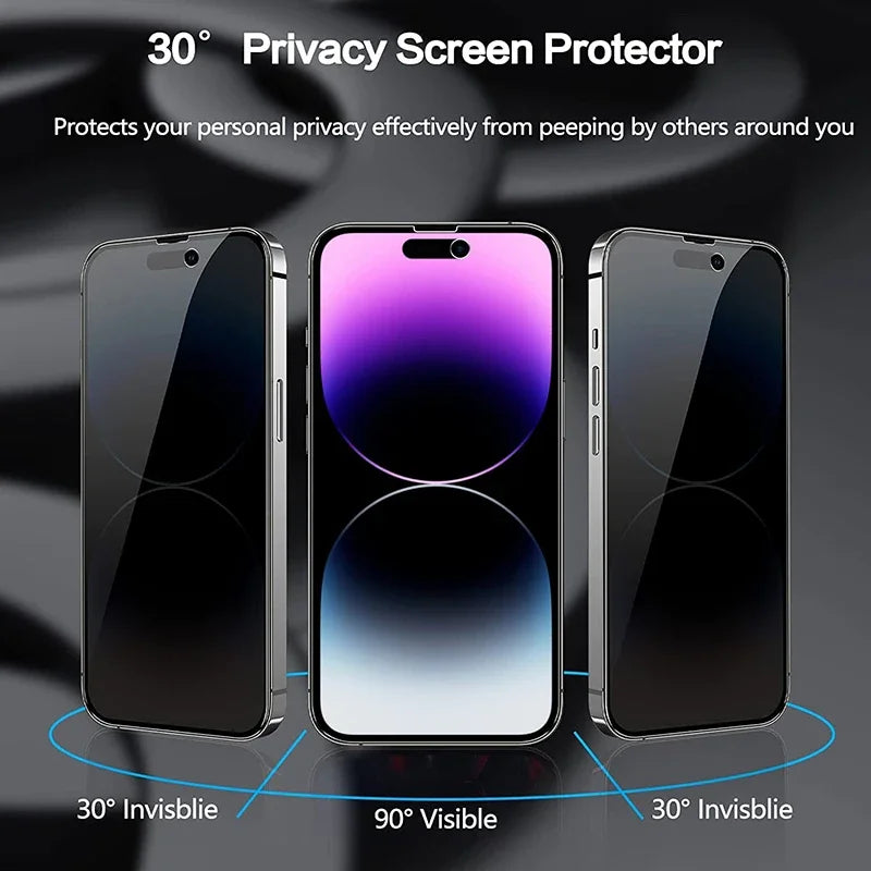 Black Privacy Screen For iPhone 11 12 13 14 15 Pro XR XS Max Protective Glass For iPhone 12 Pro Max Mini 7 8 6 6S Anti-Spy Glass