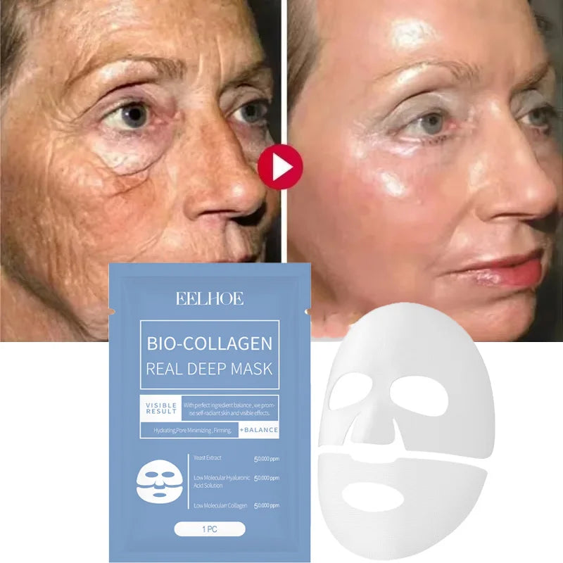 Máscara facial removedora instantânea de rugas, colágeno, antienvelhecimento, firmeza, lifting, desbotamento de linhas finas, clareamento, hidratação, clareamento, cuidados com a pele