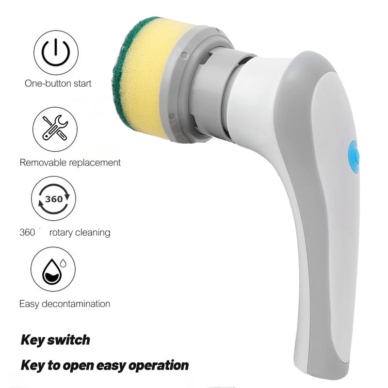 Escova de limpeza elétrica 3 peças cabeça substituível escovas de limpeza portáteis USB recarregável cozinha elétrica rotativa esfregão, completa!