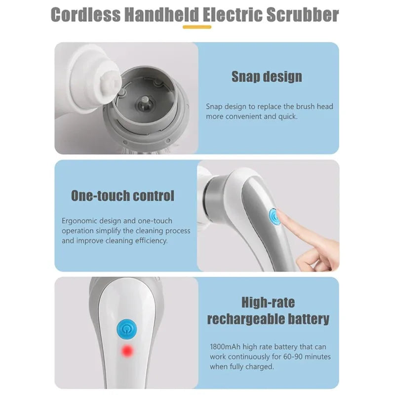 Escova de limpeza elétrica 3 peças cabeça substituível escovas de limpeza portáteis USB recarregável cozinha elétrica rotativa esfregão, completa!