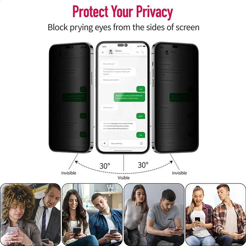 Black Privacy Screen For iPhone 11 12 13 14 15 Pro XR XS Max Protective Glass For iPhone 12 Pro Max Mini 7 8 6 6S Anti-Spy Glass